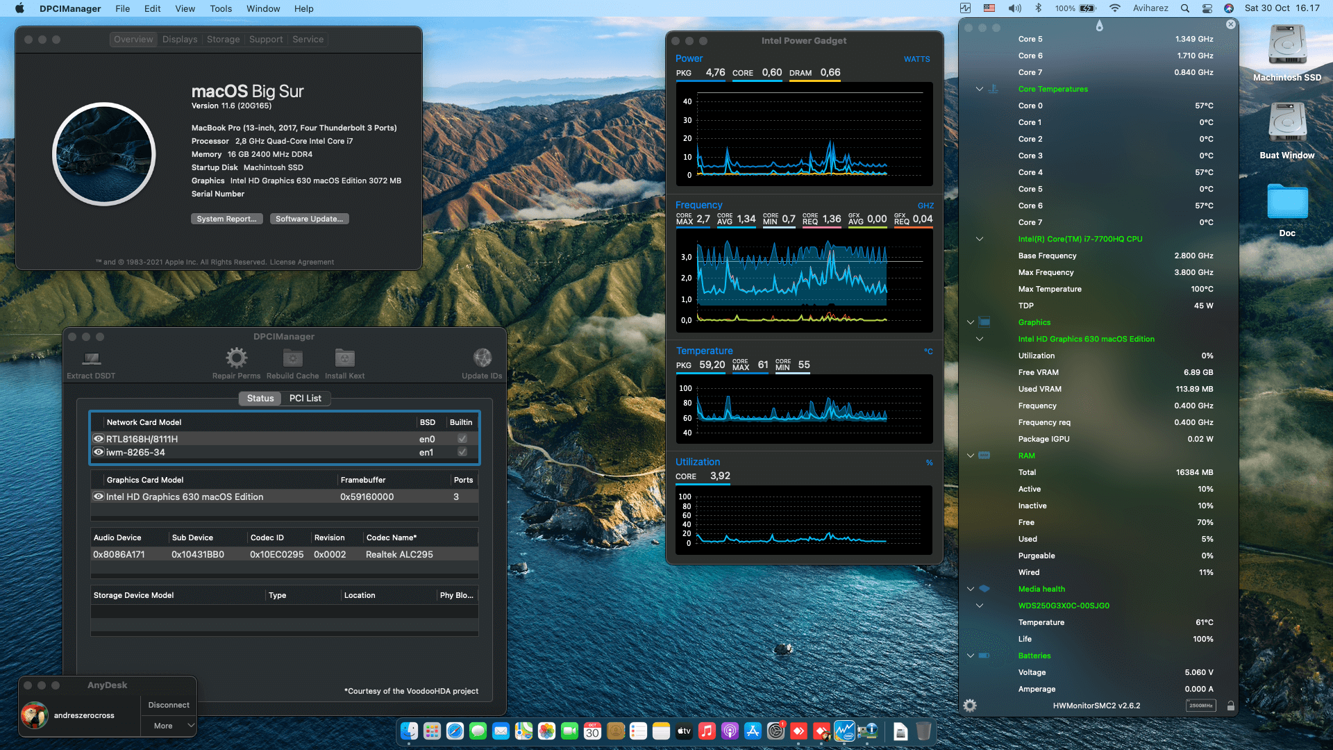 Success Hackintosh macOS Big Sur 11.6 Build 20G165 Build 20F71 in Asus ROG GL503VD-FY285T